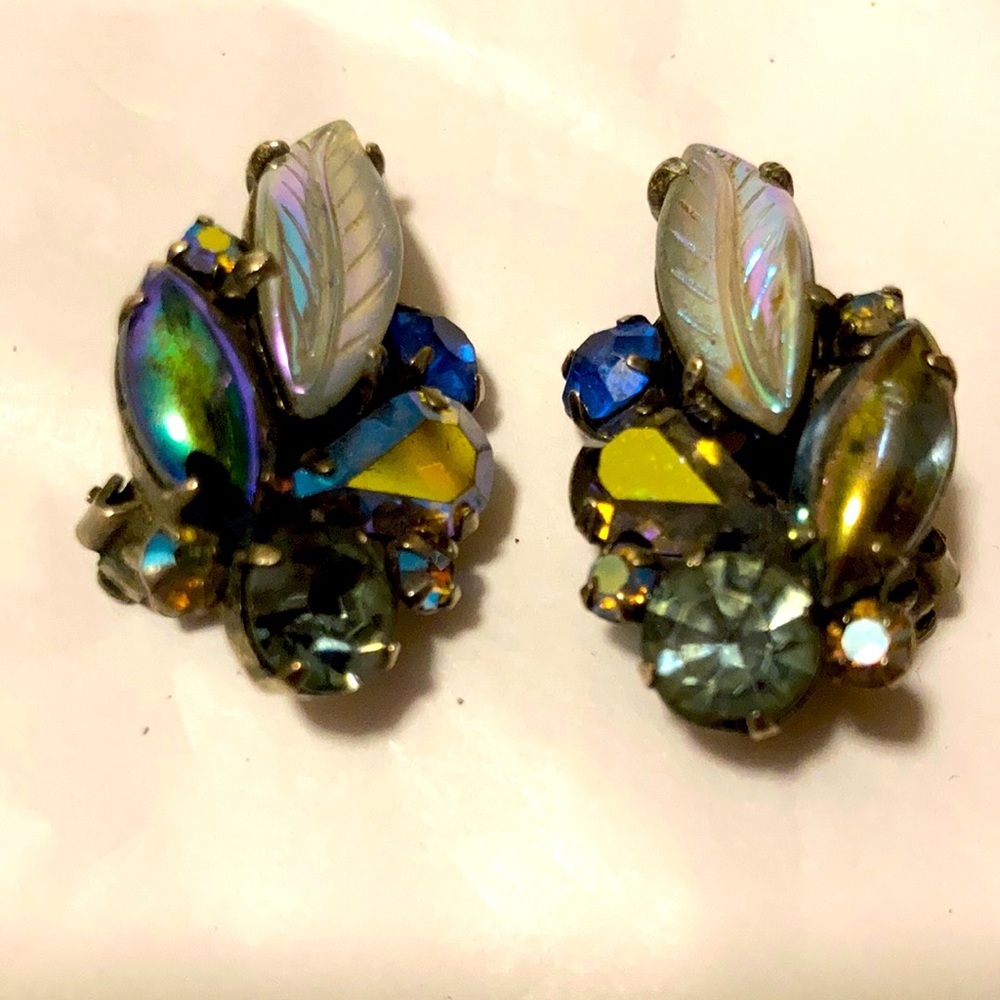 Vintage Kramer rhinestone earrings stamped.